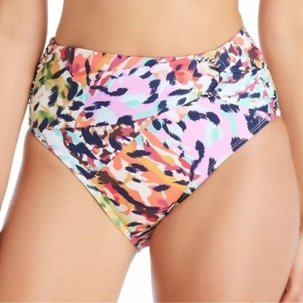 NWT Bleu Rod Beattie Party Animal Draped High Waisted Bikini Bottom Swim Size 8
